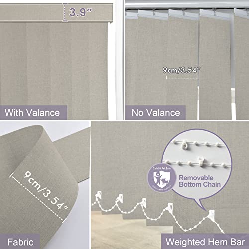 Graywind Motorized Vertical Blinds Compatible With Alexa Google Privacy Reversible Blackout Smart Vertical Blind Remote Control Track Slats Set For Home Office (Chanterelle Beige) #TOP4