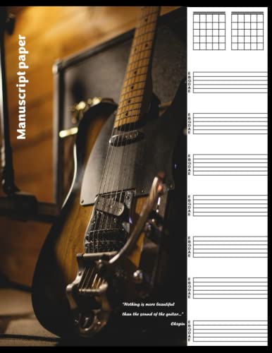 Guitar tab manuscript paper for beginners: Blank Guitar Tablature Book For Composing your Music and Songs (Music Books)