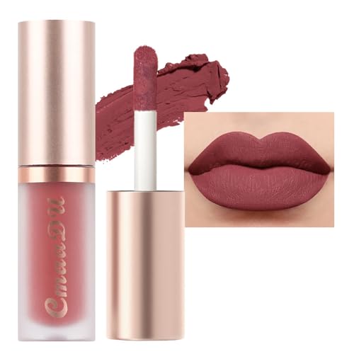 Image of evpct 1Pcs Mauve Red Matte Liquid Lipstick Lip Gloss Glossy Set for Black Women 24 Hour Silky Velvet Lipstick labiales matte larga duracion mate 24 horas originales 03#