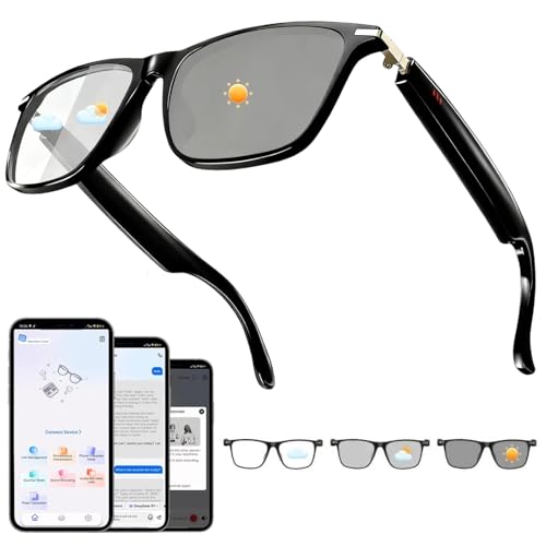 AI Smart Glasses, Support 160+ Languages, Real-Time Translation via APP, Wearable Tech Bluetooth Glasses with Speakers, Color-Change Lenses, AI Translation Glasses for Travel Meeting Trade M