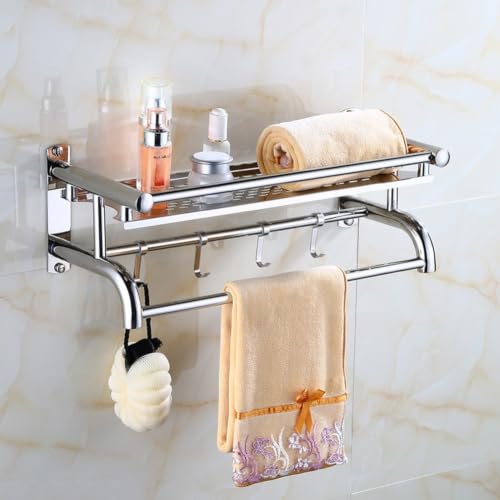 Toallero de acero inoxidable con estante para baños pequeños que necesitan ahorrar espacio 6