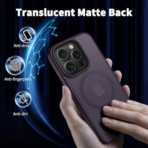 Image of iPhone 15 pro Max Magsafe Hard Back Case | Matte Design & 360 Protection | Military-Grade Apple iPhone 15 pro Max Cover | Strong Magnet Back - Purple