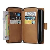 ABADAN と互換性がある iphone15 ケース 多機能 高級レザー カード9枚付き ジッパーバッグ (小銭やイヤホン、コインなど収納可能) 財布合一 適合 アイフォン15 手帳型 耐汚れ 衝撃吸収 スマホ ケース