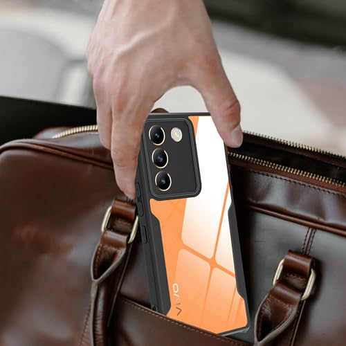 Image of A rtistque Clear Hard Transparent Acrylic Armor Anti-Drop Shockproof TPU Edge Back Cover Case for Vivo Y200e - Black