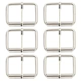  BIKICOCO 3,8 x 2,5 cm Rollnadel-Gürtelschnallen Nicht geschweißt für Taschen, Halsbänder, Schuhe und Gürtelriemen, Silber - 6 Pcs