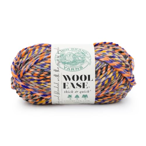 Image of Lion Brand Yarn, Wool-Ease Thick & Quick Twilight Ember, Multicolor, 1 Pack | Super Bulky Wool Acrylic Blend Fiber for Soft Hats, Sweaters, Chunky Blankets, Yarn for Crochet, Knitting, Crafts, Weaving