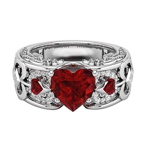 Platinum-Plated Sterling Silver Swarovski Zirconia Heart-Shape Antique Ring Set Valentine's Day