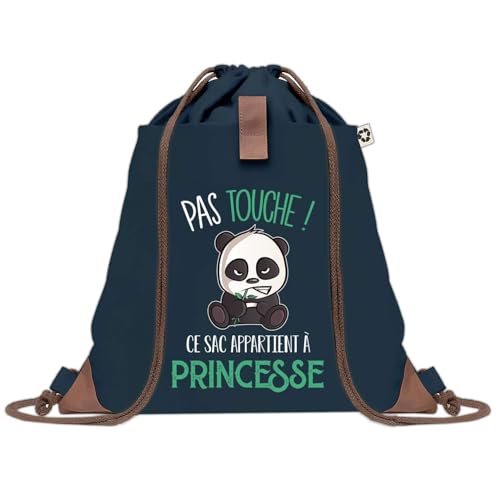 Sac de gym avec cordelettes en toile bleue et pochette de rangement humoristique