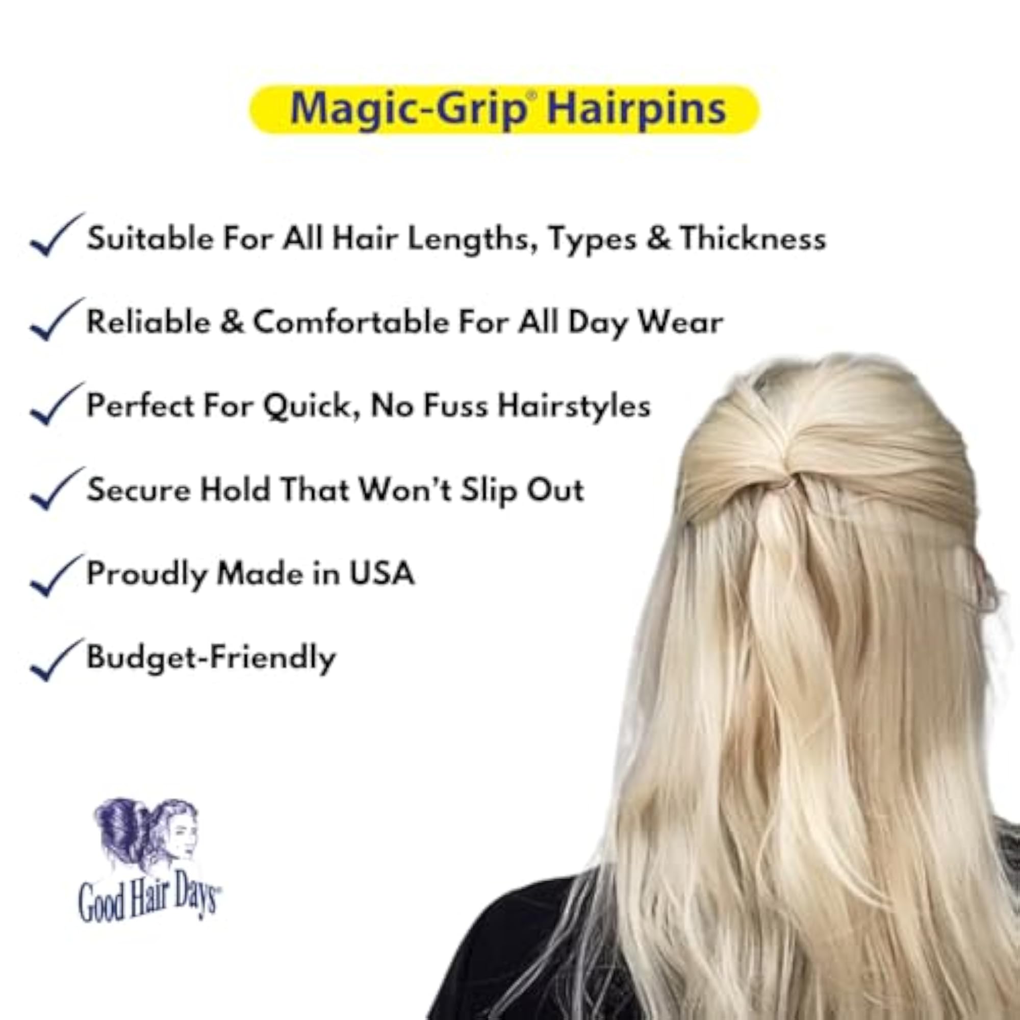 U-Shaped Magic Grip Hairpins, Strong and Durable