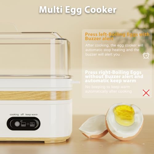 Image of Rapid Egg Cooker Electric 6 Eggs Capacity, Soft, Medium, Hard Boiled, Poacher, Omelet Maker Egg Poacher With Auto Shut-Off, BPA Free-White