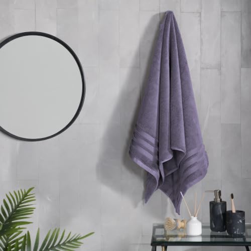 Image of MYTRIDENT Towels for Bath Large Size | Finesse Collection, 1 Piece Bath Towel | 75 cm x 150 cm | 625 GSM, Zero-Twist, Luxuriously Soft, 100% Cotton, Purple