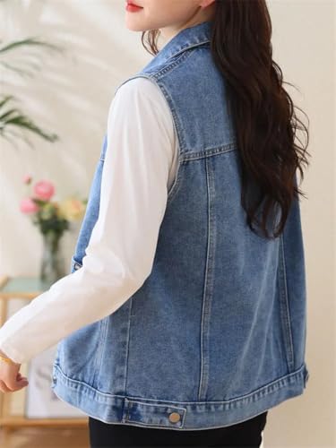 REHJJDFD Women's Casual Denim Vest Middle-Aged Mother Waistcoat Tops2