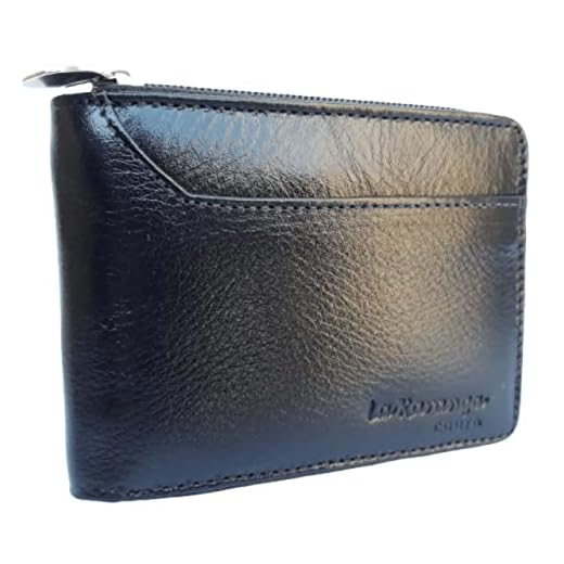 Carteira com ziper masculina de couro porta cartão notas rg