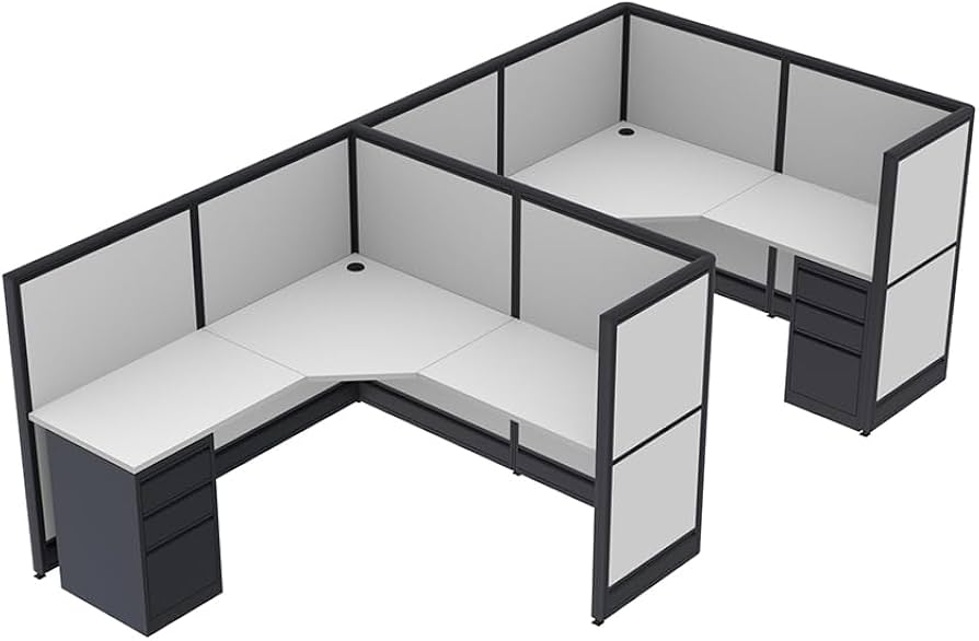 Amazon.com: 2 Person L Shaped Cubicles | Privacy L-Shaped