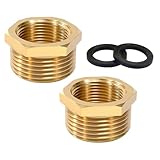 QZKJQDD 2 Stück Reduzierstück 1/2 auf 3/8, 2 Stück Adapter 1/2 auf 3/8 Zoll, Reduzierstück, Kupfer Gewindefitting, Außengewinde-Innengewindeverbindungen, Geeignet für Industrie Usw Mit Lederring