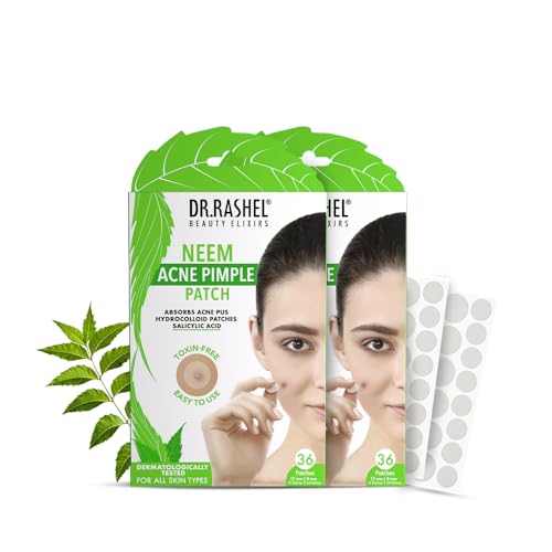 Image of DR.RASHEL Neem Acne Pimple Patch with Salicylic Acid, Hydrocolloid Patches for Zits and Blemishes, 72 Patches