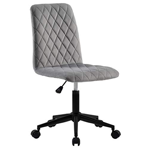 VSTAR66 Samt Bürostuhl Schreibtischstuhl Computerstuhl Arbeitsstuhl Drehstuhl Verstellbare Höhe für Wohnung und Büro, Grau Cover