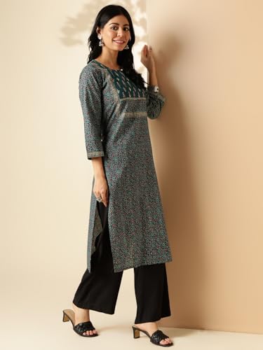 Image of Vbuyz Women's Floral Printed Straight Cotton Special wear Kurtas for Women | Cotton Kurtas for Women | A-Line Kurtas Kurtis | Designer Kurta | Kurtas for Women | Printed Kurtas