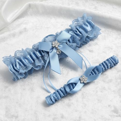 Image of wedding garter set women lace Bridal garter sets including keepsake garter and toss garter