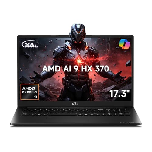 Image of NIMO 17.3 inch Copilot+ AI Laptop, AMD Ryzen AI 9 HX 370 (Up to 5.1GHz), 32GB DDR5 RAM 2TB SSD, Radeon 890M, 144Hz FHD Display, 100W Fast PD, USB 4.0, Fingerprint, Win 11 Gaming Laptop with 2Y Warranty