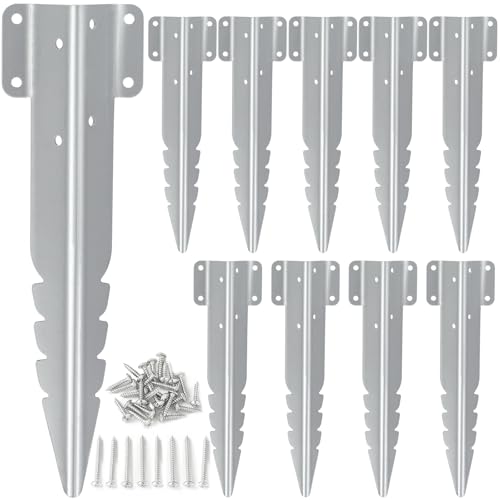 AMLOOPH Small Railway Sleeper Brackets -10 Pack Heavy Duty Metal Garden Sleeper Stakes for Timber, Galvanised Railway Sleeper Fixings For Raised Beds, Garden Edging, Driveway & Pathway Timber Support