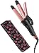 JYfeel 2 in 1 Travel Curling Flat Iron Dual Voltage Mini Hair Straightener and Curler with 1 Inch Rose Gold Ceramic PTC Plate, with Heat Resistant Bag,Glove and 2 Clips (Rose Gold)