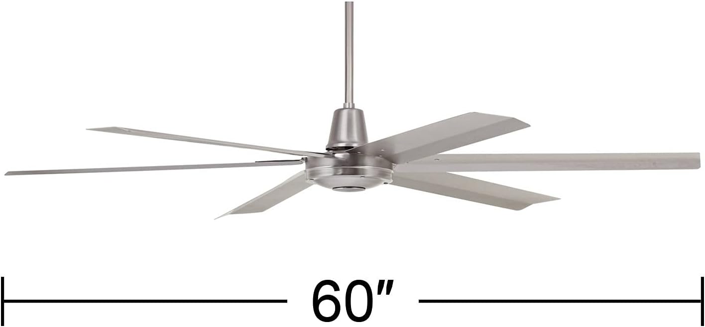 New Arrivals 60 Turbina Max DC Modern Industrial Rustic Indoor Outdoor Ceiling Fan with Remote Control Brushed Nickel Silver Metal 5 Blades Damp Rated for Patio Exterior House Porch Garage Barn - Casa Vieja