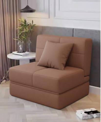 Image of Foldable One Seater Sofa Bed 3 x 6 Ft Jute Fabric Washable Cover Convertible Sofa Bed for Home & Office, Guest Room (Finish Color - Brown - Pre-Assembled)