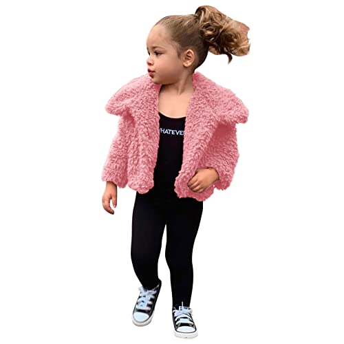 Fleece Warm Coat for Baby Girls Windproof Open Front Long Sleeve Lapel Jackets Toddler Girls Adorable Soft Outwear