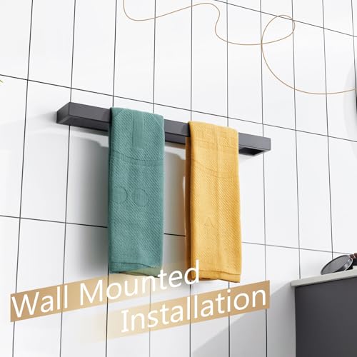 Image of KOKOSIRI Towel Bar Matte Black Bath Towel Holder 24-Inch Kitchen Rack Stainless Steel for Bathroom Hardware Wall Mounted, 1 Pack B4008BK-L24