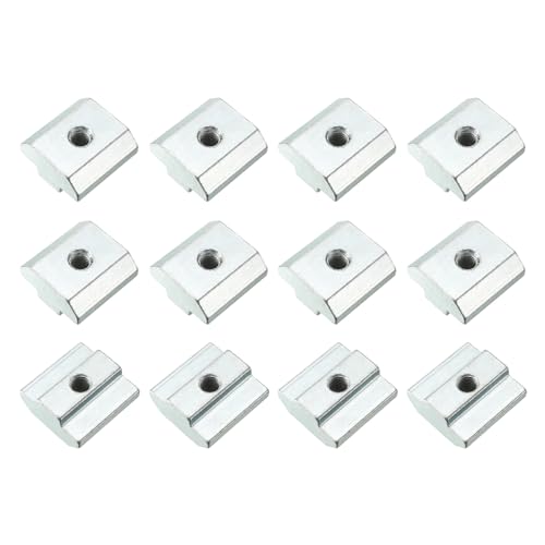 METALLIXITY Tuercas en T deslizantes (Rosca M5) 12 piezas, Tuercas en T de acero al carbono para perfil de extrusión de aluminio de la Serie 4040