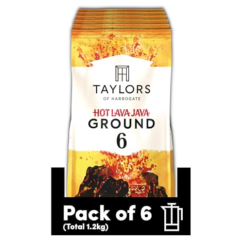Taylors of Harrogate Hot Lava Java Ground Coffee, 200 g (Pack of 6 - Total 1.2kg)