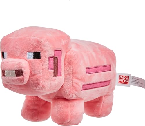Mattel Minecraft - Maiale Peluche, personaggio ispirato al videogioco in un morbido tessuto e dall'iconico design pixelato, collezionali tutti, giocattolo per bambini, 3+ anni, HBN42