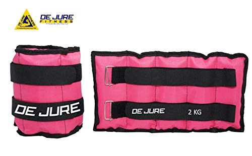 Image of DE JURE FITNESS Ankle & Wrist Weight Set, Adjustable Strap, 2KG Pair (2Kg x 2 = 4kg) (E) Pink