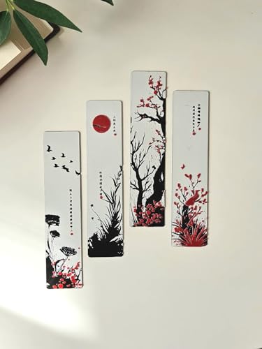 Image of Set of 4 Japanese-Inspired Bookmarks | 3D Zen Nature Theme | Eco-Friendly Bioplastic | Artistic Minimal Design for Readers | Perfect Gift | Unique 3D Effect