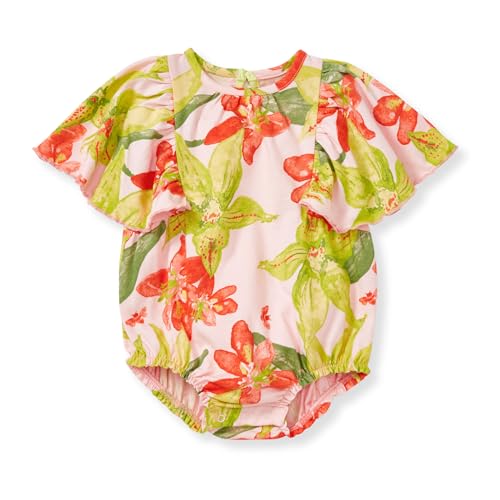 Image of Burt's Bees Baby Baby Girls Romper - 100% Organic Cotton, One-Piece Shortall Girl Outfit for Sizes Newborn to 24 Months