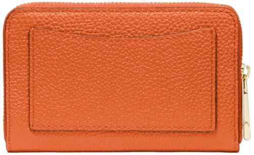 Image of Michael Kors Jet Set Small Zip Around Card Case, Gold-Tone Hardware /Mercer Pebble Leather /Orange Punch
