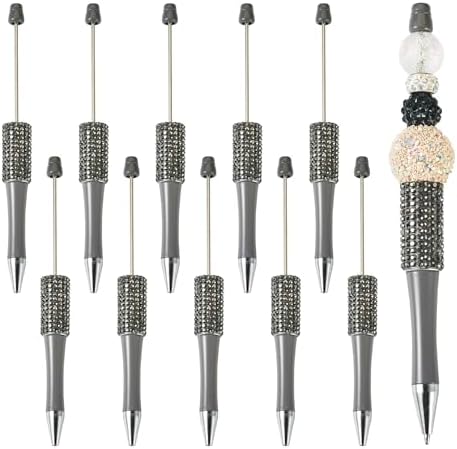 20 Sets Glitter Beadable Pens With Refills & Bags - DIY Bling Pen Craft Kit For Jewelry Making