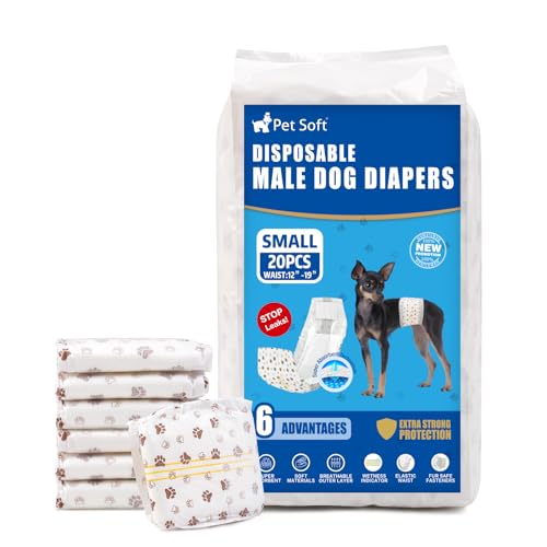 Pet Soft Einweg-Hundewindeln für Rüden 20 Stück, Hochsaugfähige Rüdenwindeln mit Nässeindikator und Auslaufsicher (S-20 Stück)