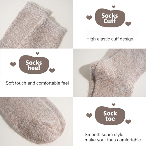 Image of SISOSOCK 5 Pairs Fuzzy Soft Cozy Comfortable Socks for Women, Casual Sleep Comfy Socks, Perfect Warm Winter Gifts for Women