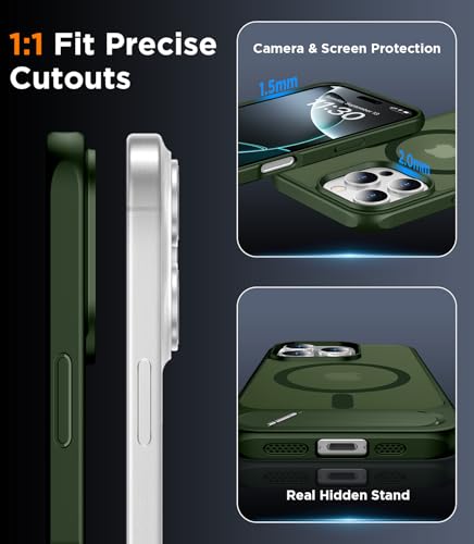 Image of Magnetic Compatible with iPhone 16 Pro Max Case, [Built-in Invisible Kickstand][Compatible with MagSafe][Military Grade Shockproof] Slim Translucent Matte Phone Case for iPhone 16 Pro Max 6.9 inch