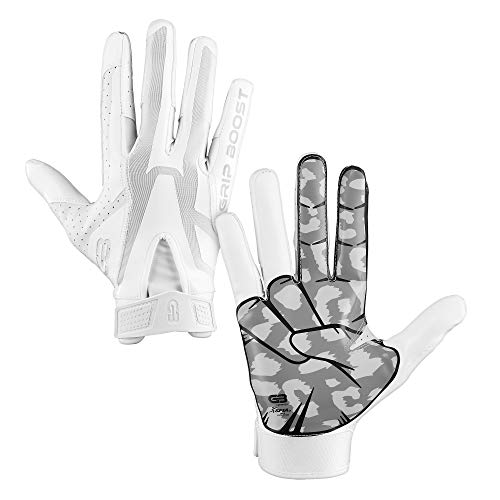 Grip Boost Peace Football Gloves Pro Elite - Adult Sizes (White, X-Large)