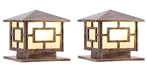 Image of Gate Light Design Aluminium Casting Water Proof Gate lamp E27 Holder Type for Home and Garden-Electricity | Pack of 2| Antique Gold
