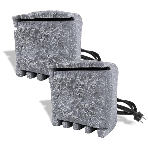 Froadp 2 prese da giardino con 4 prese esterne, effetto pietra, con spina europea, 1,5 m, cavo di estensione IP44, impermeabile, spina multipla, per esterni, colore grigio