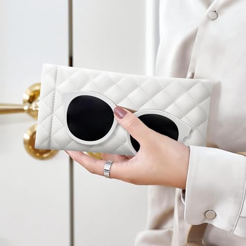 Image of Soft Sunglass Case PU Leather Squeeze Top Eyeglass Case Portable Sunglass Pouch Organizer Bag
