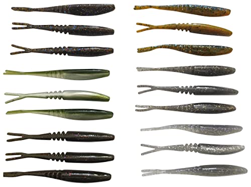 SANDAFISHING Gummiköder Set Barsch Zander - Split Tail Minnow 3,75' ShadXperts No Action Gummifische für Cheburashka Rig Drop Shot Shad Angeln am...