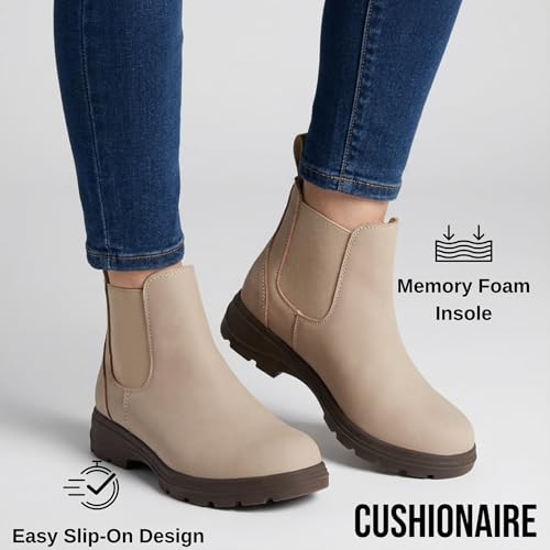 Image of CUSHIONAIRE Women's Britain Chelsea Boots, Soft Vegan Leather, Non-Slip Sole, Memory Foam, Back Pull Tab, Ankle Boots for Women, Wide Widths