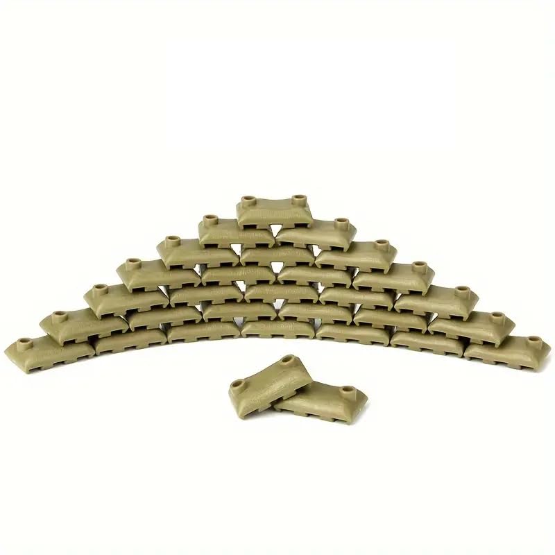 - 50 Pieces Military Building Blocks Sandbag, Bunker, Obstacle Sandbag Building Accessories, Tactical Equipment Assembling Scene Building Toys, Compatible with Lego Parts and Pieces(Military Green)