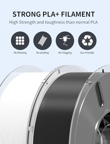 Image of RAMBERY White PLA+ 3D Printing Filament 1.75mm 1kg Spool, Toughness Upgraded 3D Printer Filament, Neatly Wound Fit Most FDM Printers