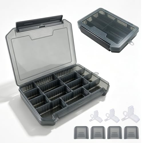 Seconero 2 Pcs Boite de Peche, Boite a Leurre Peche en Plastique, Boîte Rangement Peche avec 30 Protection pour Hameçons, 20,5 x 14,5 x 2,7 cm boîte à...